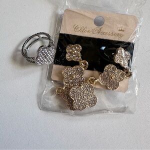 Jewelry Clover Gold and Silver Jewelry Earrings and Ring